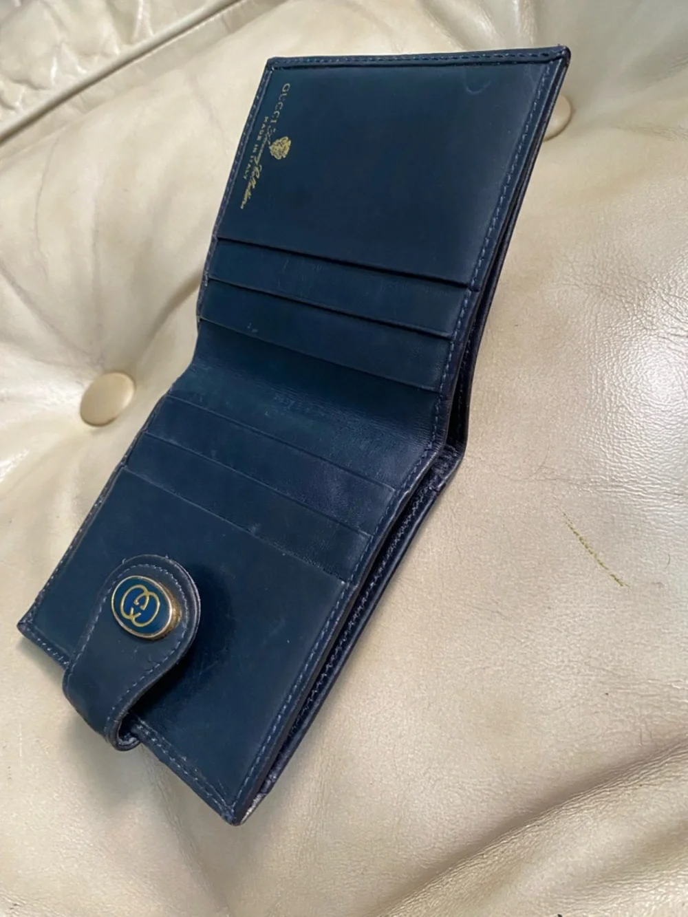 Vintage Gucci Bifold Wallet GG Web Stripe Sherry Unisex w/Coin Pouch